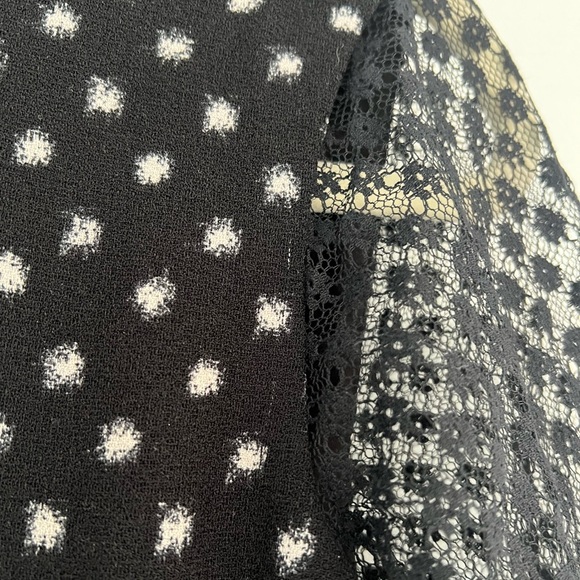 REBECCA TAYLOR Black Polka Dot Lace Sleeve Mini Dress with Flutter Hem 0… - Picture 12 of 16